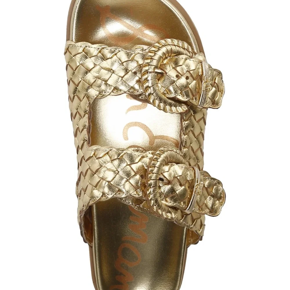 Sam Edelman Tiffanie Slide Footbed Sandal Slide Bright Gold Leather Sz 6.5 NEW - Picture 9 of 9